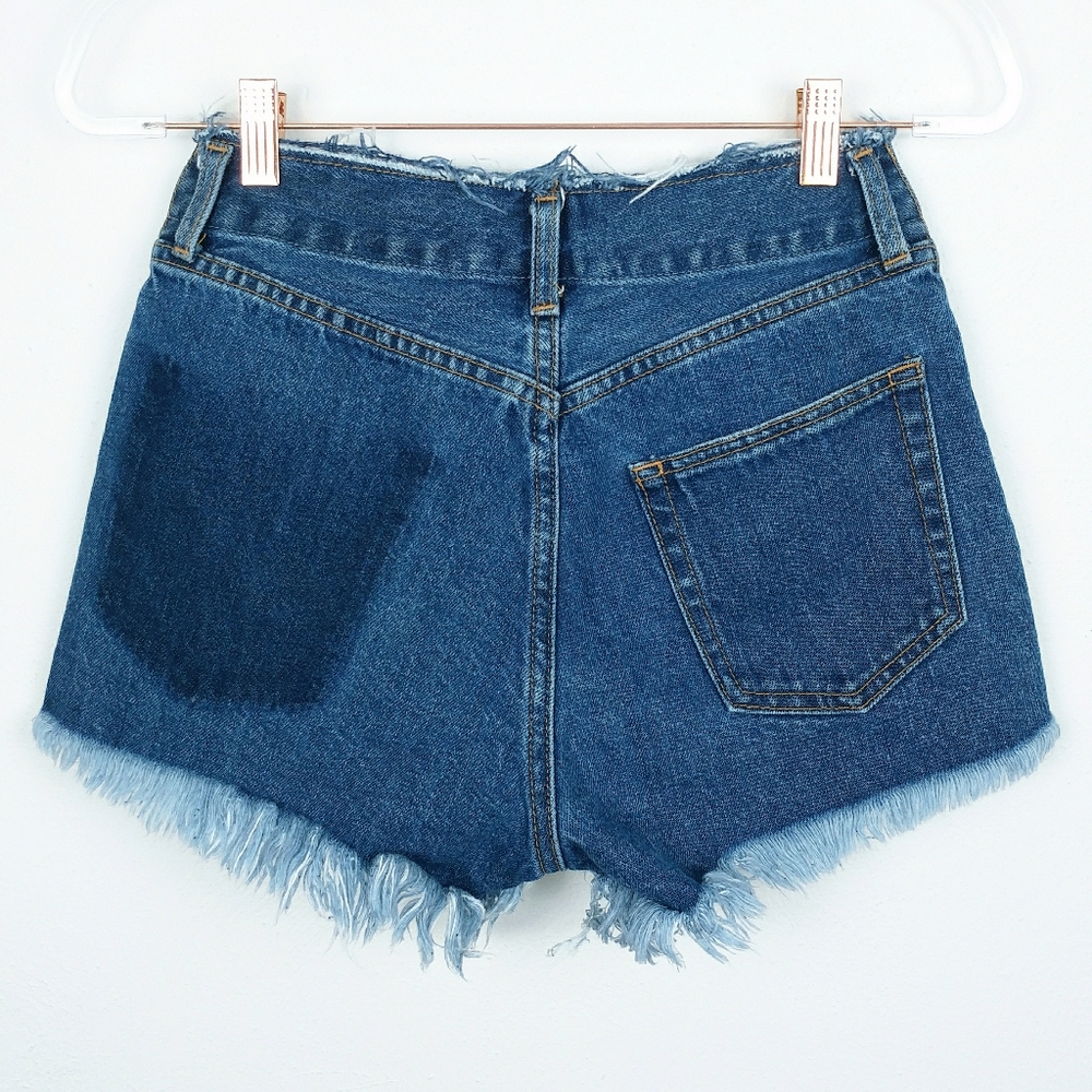 MOUSSY | No Waist Frayed Cut-Off Jean Shorts